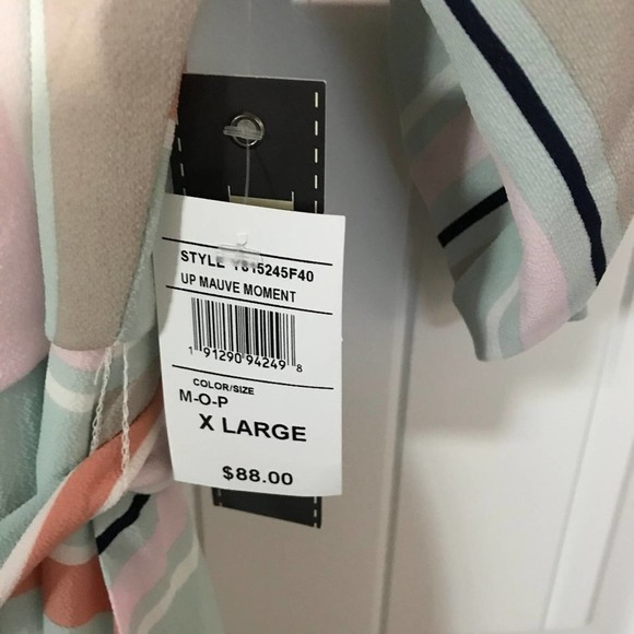 Luxology Off the Shoulder Green, Orange and Pink Striped Dress, NWT, Size XL - Picture 6 of 6